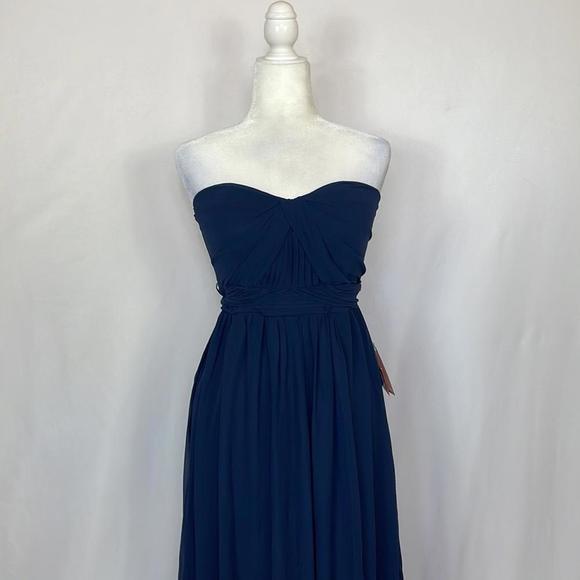Birdy Grey Grace convertible Chiffon Dress Navy Blue Size L - Picture 5 of 12